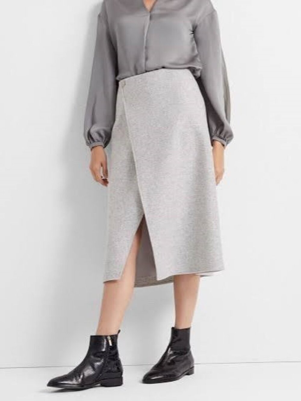 NWT Club Monaco Women's A-Line Cutaway Skirt Wool Blend Gray Size 6
